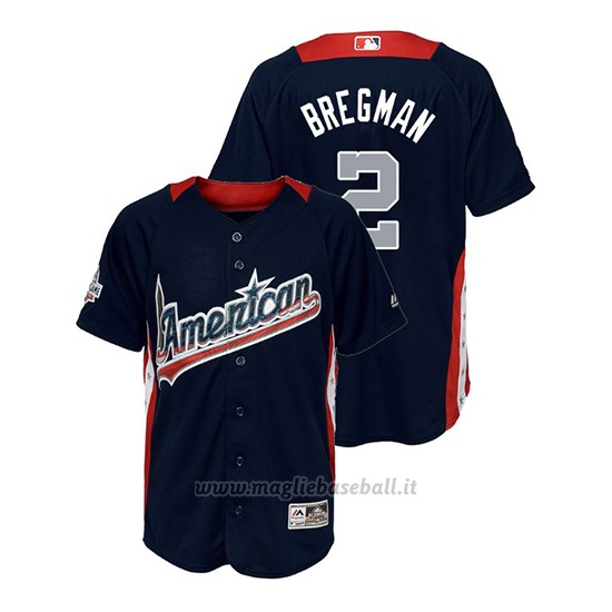 Maglia Baseball Bambino All Star Game Majestic Alex Bregman 2018 1ªRun Derby American League Blu